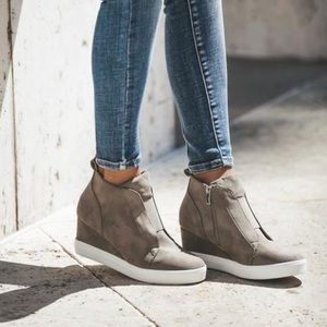 New in Town Faux Suede Wedge Sneaker